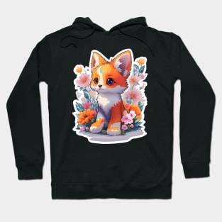 Cute Kitten Water Color Sticker Hoodie